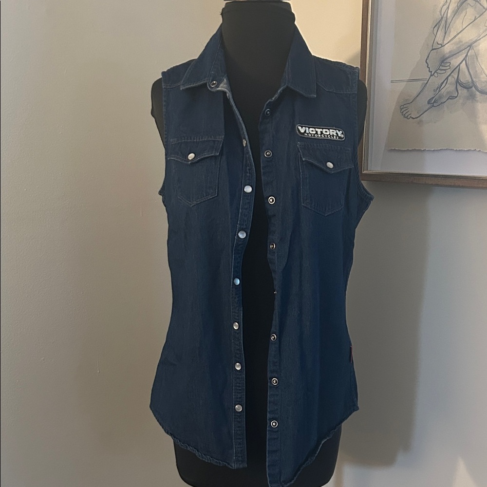 Victory | denim motorcycle vest -size medium